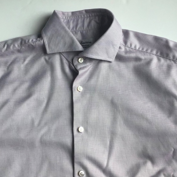 Stenstroms fitted body light  lilac 2 fold super cotton twill dress shirt Sz 16 - Picture 7 of 10